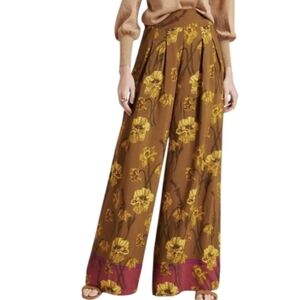 Maeve Brown and Yellow Floral Wide-Leg Jumpsuit